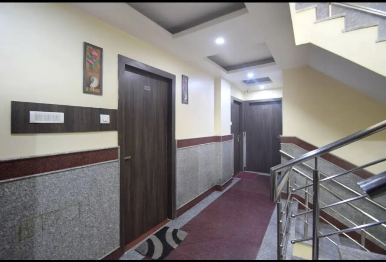 Hotel Galaxy guest floor corridor with staircase